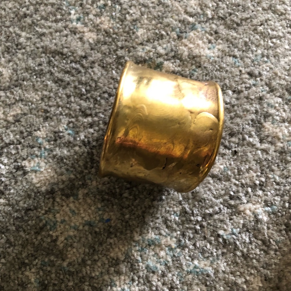 Brass plated copper hammered cuff bracelet